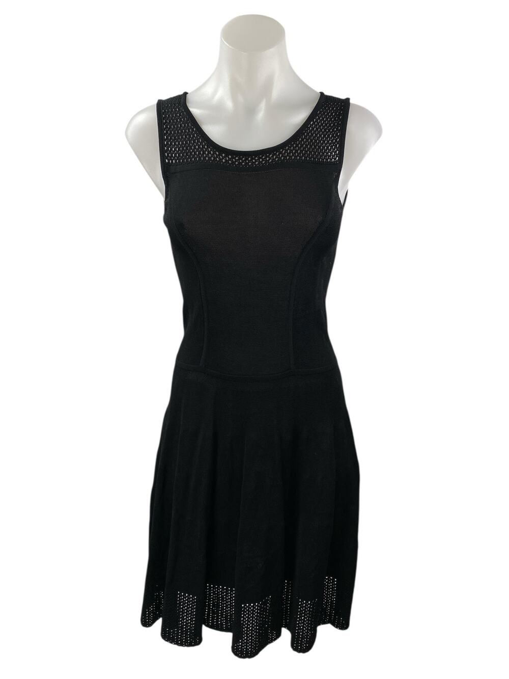 Cynthia Rowley Black Mesh Sleeveless Mini Fit & Flare Tank A-Line Dress Size XS